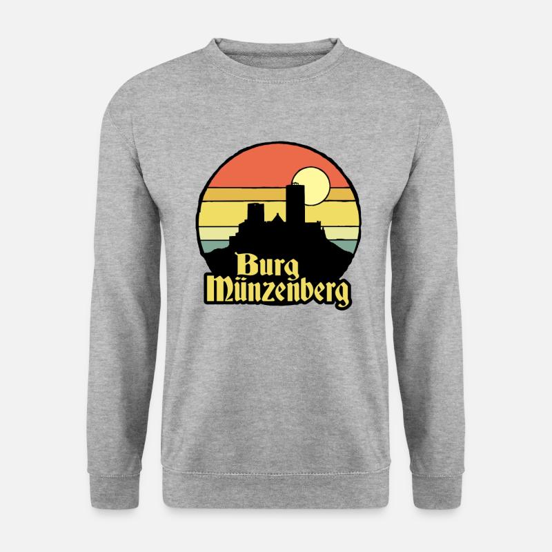 Burg Münzenberg - Unisex Pullover - Weißgrau meliert