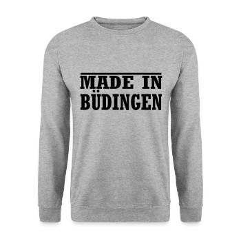 Büdingen - Unisex Pullover - Weißgrau meliert - Vorne - Alina (178cm) & Michal (187cm)