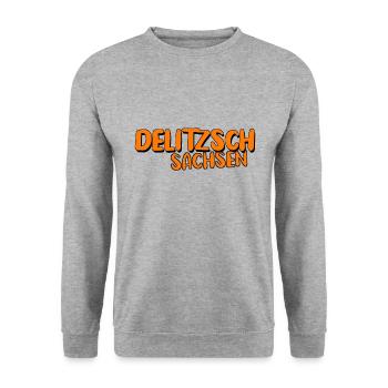 Delitzsch sachsen - Unisex Pullover - Weißgrau meliert - Vorne - Alina (178cm) & Michal (187cm)