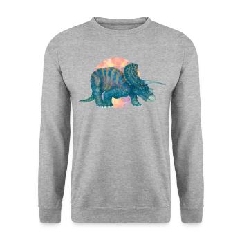 Ein wilder Dinosaurier - Unisex Pullover - Weißgrau meliert - Vorne - Alina (178cm) & Michal (187cm)