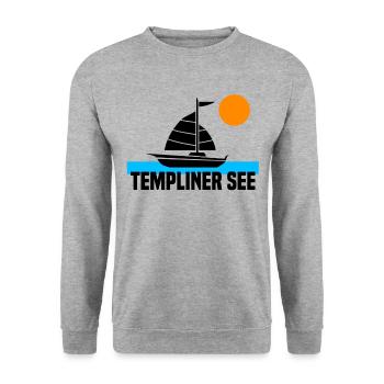 Templiner See - Unisex Pullover - Weißgrau meliert - Vorne - Alina (178cm) & Michal (187cm)