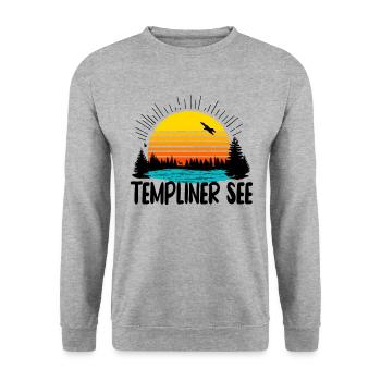 Templiner See - Unisex Pullover - Weißgrau meliert - Vorne - Alina (178cm) & Michal (187cm)