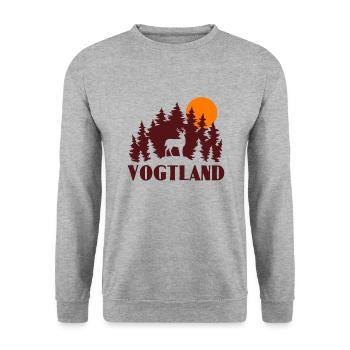 Vogtland - Unisex Pullover - Weißgrau meliert - Vorne - Alina (178cm) & Michal (187cm)