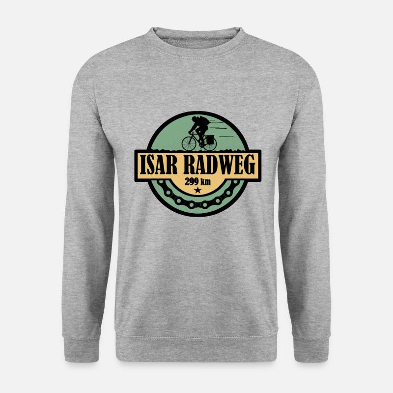 Isar Radweg Sticker - Unisex Pullover - Weißgrau meliert
