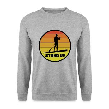 Pagayer debout - Sweat-shirt Unisexe - gris chiné - Devant - Alina (178cm) & Michal (187cm)