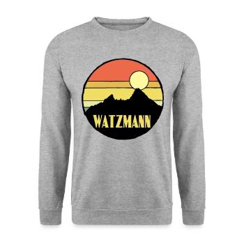Watzmann - Unisex Pullover - Weißgrau meliert - Vorne - Alina (178cm) & Michal (187cm)
