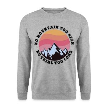 Kein Berg zu hoch, kein Weg zu lang - Unisex Pullover - Weißgrau meliert - Vorne - Alina (178cm) & Michal (187cm)