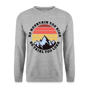 Kein Berg zu hoch, kein Weg zu lang - Unisex Pullover - Weißgrau meliert - Vorne - Alina (178cm) & Michal (187cm)