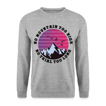 Kein Berg zu hoch, kein Weg zu lang - Unisex Pullover - Weißgrau meliert - Vorne - Alina (178cm) & Michal (187cm)