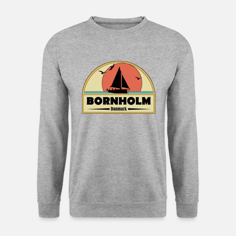 Bornholm Segelboot - Unisex Pullover - Weißgrau meliert