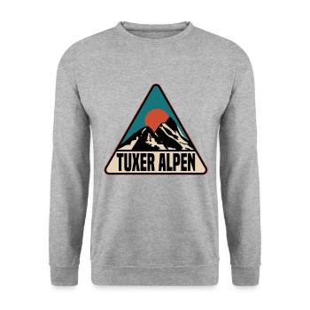 Tuxer Alpen - Unisex Pullover - Weißgrau meliert - Vorne - Alina (178cm) & Michal (187cm)