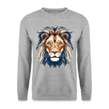 Lion Lion Head Predator Vintage Retro Art - Unisex Sweatshirt - salt & pepper - Front - Alina (178cm) & Michal (187cm)