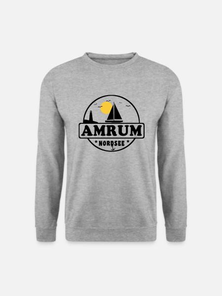Ostsee Segelboot Leuchtturm Amrum - Unisex Pullover - Weißgrau meliert