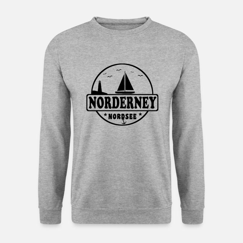 Ostsee Segelboot Leuchtturm Norderney - Unisex Pullover - Weißgrau meliert