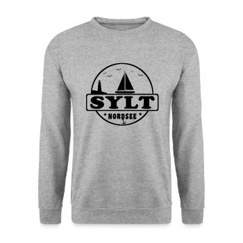 Nordsee Segelboot Leuchtturm Sylt - Unisex Pullover - Weißgrau meliert - Vorne - Alina (178cm) & Michal (187cm)