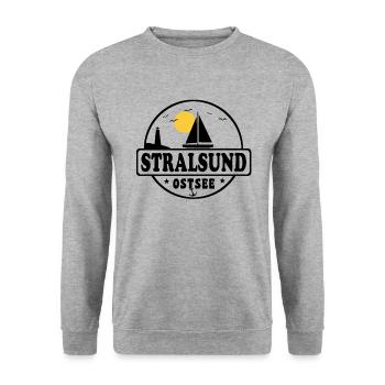 Stralsund - Unisex Pullover - Weißgrau meliert - Vorne - Alina (178cm) & Michal (187cm)