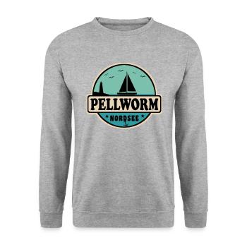 Nordsee Segelboot Leuchtturm Pellworm - Unisex Pullover - Weißgrau meliert - Vorne - Alina (178cm) & Michal (187cm)