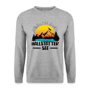 Hallstätter See - Unisex Pullover - Weißgrau meliert - Vorne - Alina (178cm) & Michal (187cm)