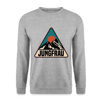 Jungfrau Schweiz - Unisex Pullover - Weißgrau meliert - Vorne - Alina (178cm) & Michal (187cm)