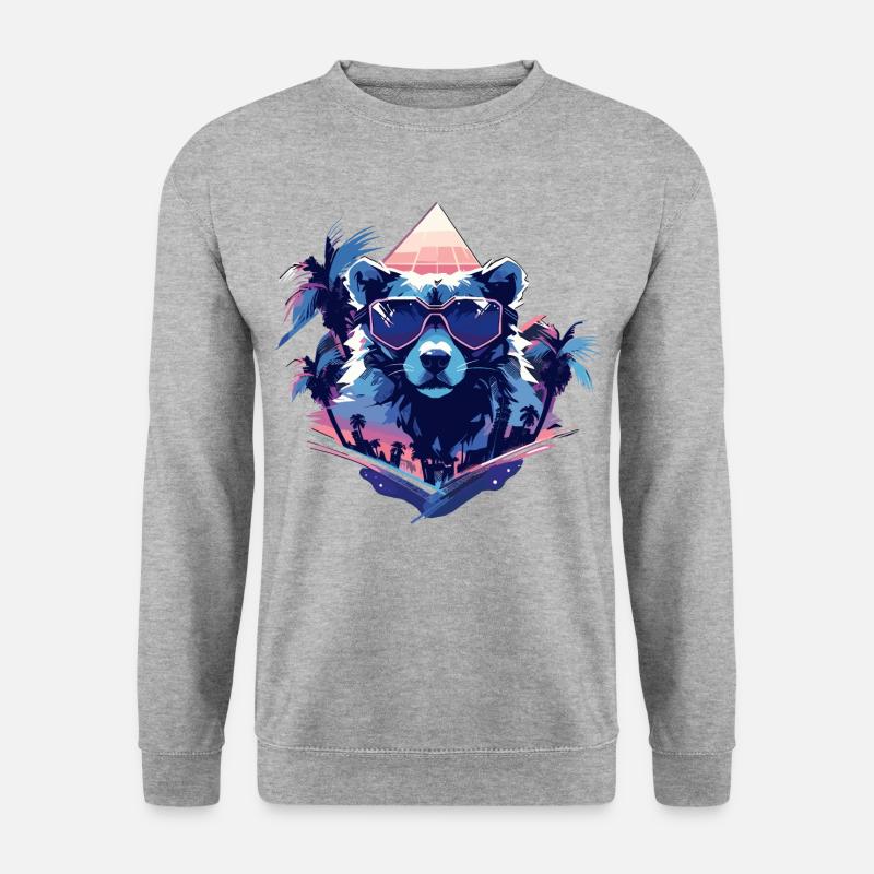 Future Bear mit Sonnenbrille - Unisex Pullover - Weißgrau meliert
