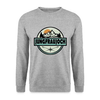 Jungfraujoch Schweiz - Unisex Pullover - Weißgrau meliert - Vorne - Alina (178cm) & Michal (187cm)