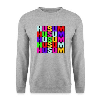 Husum - Unisex Pullover - Weißgrau meliert - Vorne - Alina (178cm) & Michal (187cm)