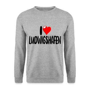 ludwigshafen - Unisex Pullover - Weißgrau meliert - Vorne - Alina (178cm) & Michal (187cm)