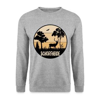 Schorfheide Hirsch - Unisex Pullover - Weißgrau meliert - Vorne - Alina (178cm) & Michal (187cm)