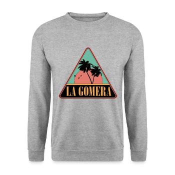Dreieck Palmen La Gomera - Unisex Pullover - Weißgrau meliert - Vorne - Alina (178cm) & Michal (187cm)