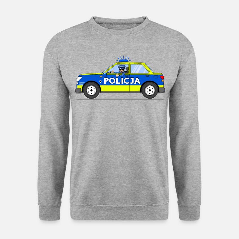Polizeiauto Policja Polen Blau und Gelb - Unisex Pullover - Weißgrau meliert