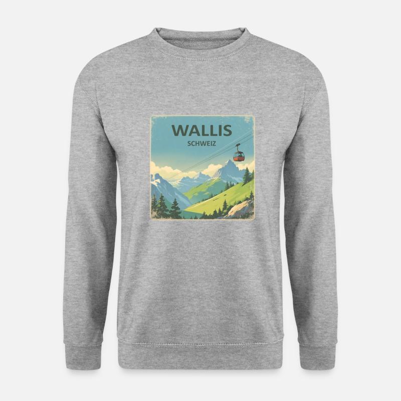 Wallis Schweiz - Unisex Pullover - Weißgrau meliert