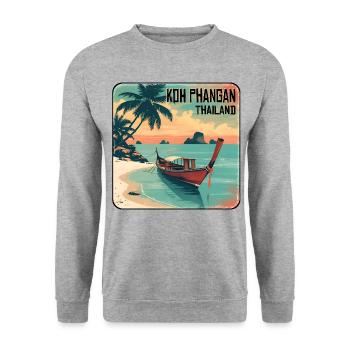 Koh Phangan Thailand - Unisex Pullover - Weißgrau meliert - Vorne - Alina (178cm) & Michal (187cm)