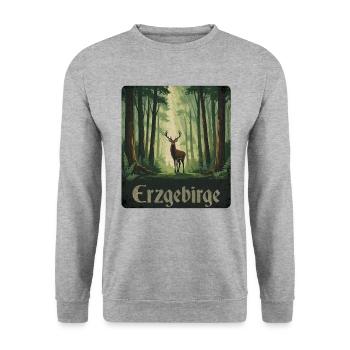 Erzgebirge - Unisex Pullover - Weißgrau meliert - Vorne - Alina (178cm) & Michal (187cm)