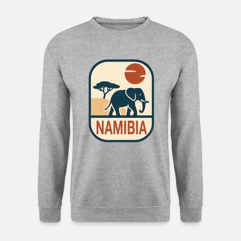 Namibia Elefant Afrika - Unisex Pullover - Weißgrau meliert