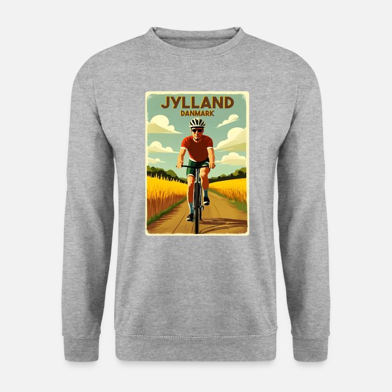 Jylland Fahrradfahrer Dänemark - Unisex Pullover - Weißgrau meliert