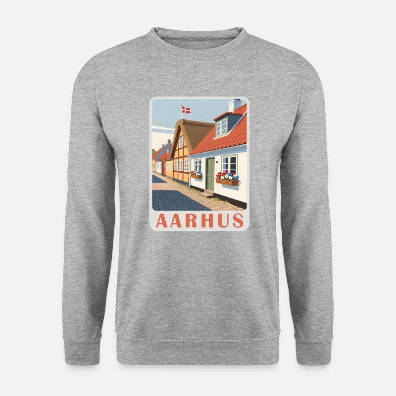 Aarhus Dänemark - Unisex Pullover - Weißgrau meliert