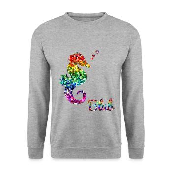 Rainbow seahorse - Unisex Sweatshirt - salt & pepper - Front - Alina (178cm) & Michal (187cm)