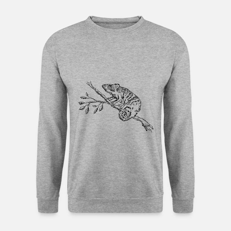 Chamäleon. Chamaeleon. - Unisex Pullover - Weißgrau meliert