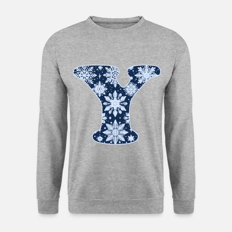 Buchstabe Y Schneeflocken - Unisex Pullover - Weißgrau meliert