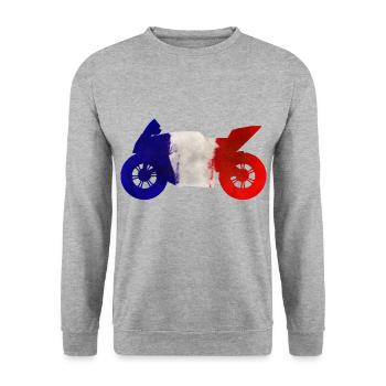 Motorrad Motorsport Frankreich Tricolore - Unisex Pullover - Weißgrau meliert - Vorne - Alina (178cm) & Michal (187cm)
