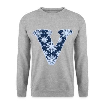 Letter V Snowflakes - Unisex Sweatshirt - salt & pepper - Front - Alina (178cm) & Michal (187cm)