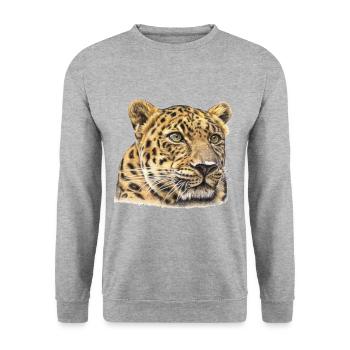 Cheetah Watercolor - Unisex Sweatshirt - salt & pepper - Front - Alina (178cm) & Michal (187cm)