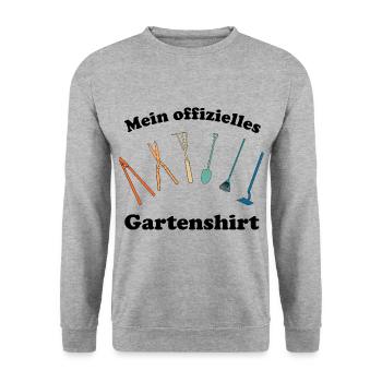 Mein offizielles Gartenshirt Retro Gartenwerkzeug - Unisex Pullover - Weißgrau meliert - Vorne - Alina (178cm) & Michal (187cm)