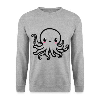 Cute Octopus Kawaii - Unisex Sweatshirt - salt & pepper - Front - Alina (178cm) & Michal (187cm)