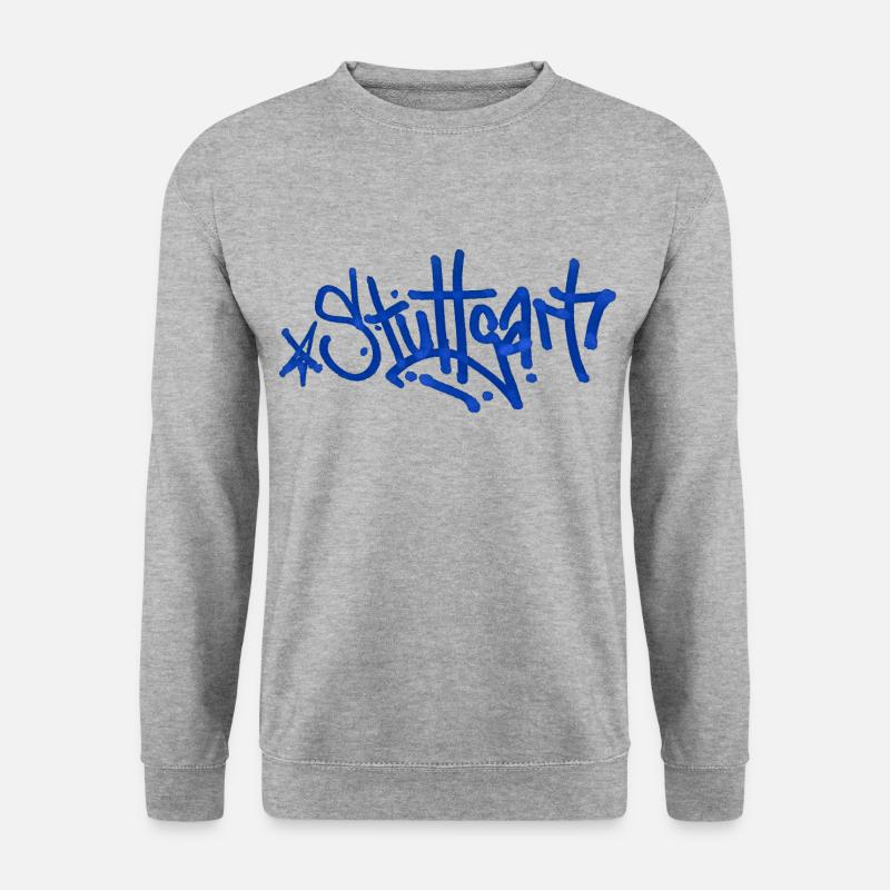 Stuttgart - Tag Grafitti Schriftzug BLAU - Unisex Pullover - Weißgrau meliert