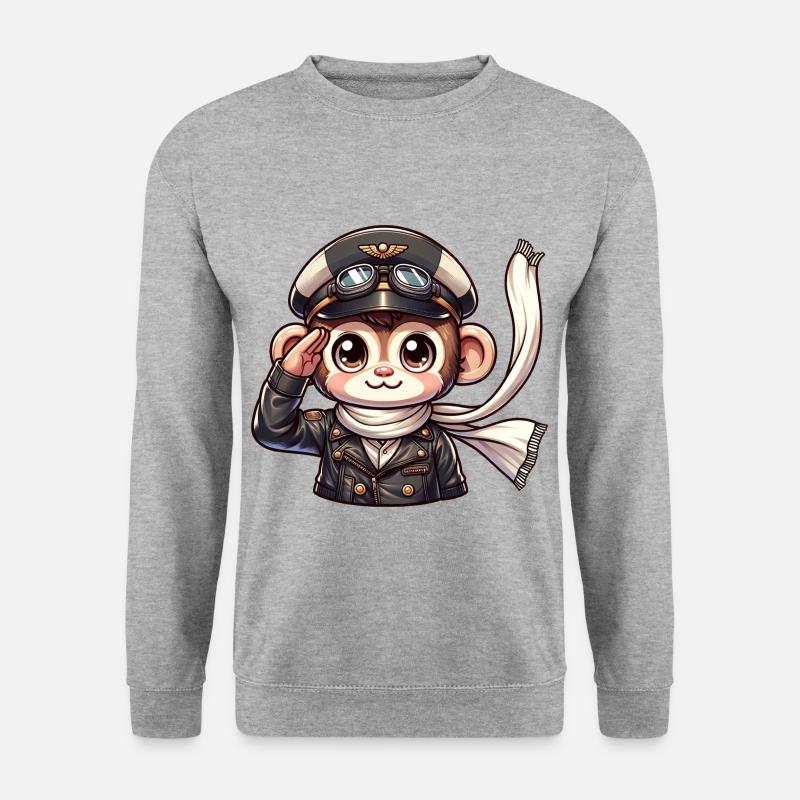Cute Monkey Pilot - Unisex Sweatshirt - salt & pepper