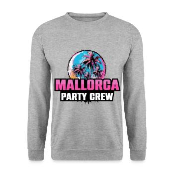 Mallorca Party Crew Urlaub Spruch - Unisex Pullover - Weißgrau meliert - Vorne - Alina (178cm) & Michal (187cm)