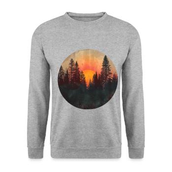 Sunset Forest Silhouette Extérieur Rétro Années 80 Vibe 3 - Sweat-shirt Unisexe - gris chiné - Devant - Alina (178cm) & Michal (187cm)