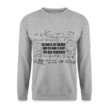 Ich kann es dir erklären Mathematik - Unisex Pullover - Weißgrau meliert - Vorne - Alina (178cm) & Michal (187cm)