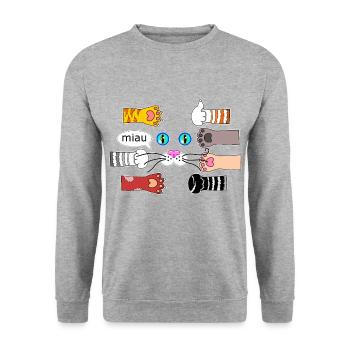 Cat Design Cat Pattes de chat Museau de chat - Sweat-shirt Unisexe - gris chiné - Devant - Alina (178cm) & Michal (187cm)